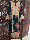 Floral Kurta with Multicolor Panel & Lace Detailing