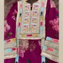 Floral Kurta with Multicolor Panel & Lace Detailing