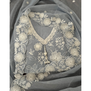 Powder Blue Floral Embroidered Mul Cotton Suit Set