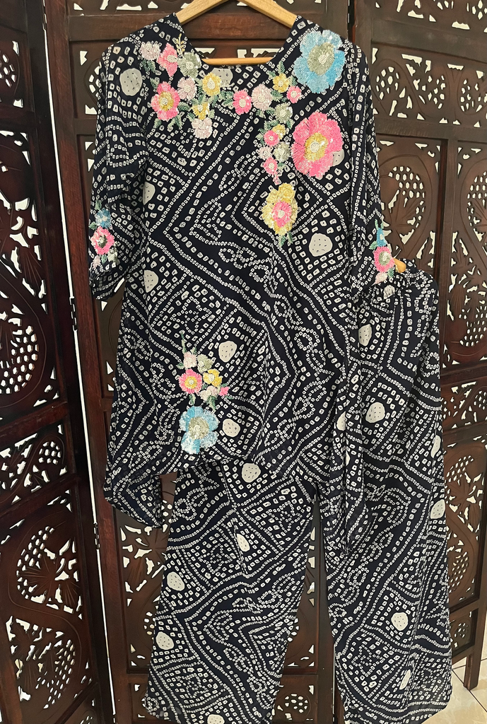 Lehriya Printed Cord Set with Handwork