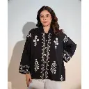 Black Embroidered Oversized Shirt