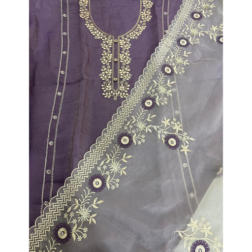 Gota Neck Embroidered Unstitched Suit