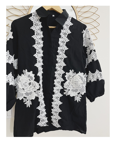 Black Bloom Lace Shirt